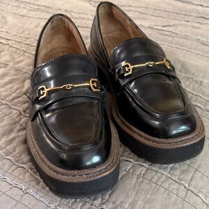 Sam Edelman Black Loafers with Gold Detailing
